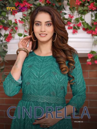 Cindrella Vol 3 By Tips & Tops Fancy Georgette Gown Style Kurti Collection